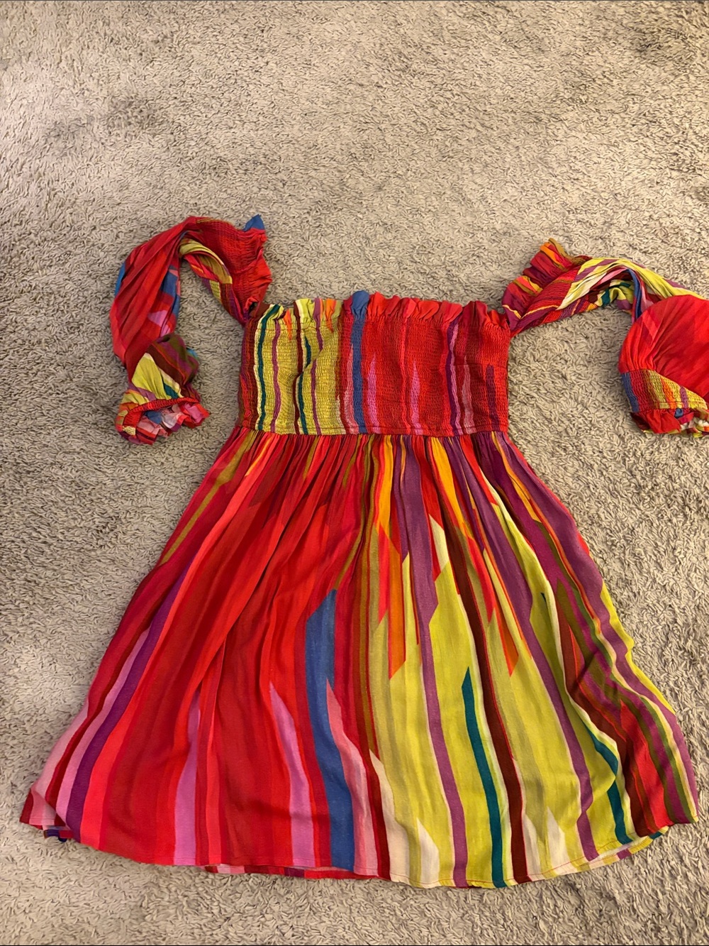 Anthropologie Women's Strapless Multicolor Stripe Sundress